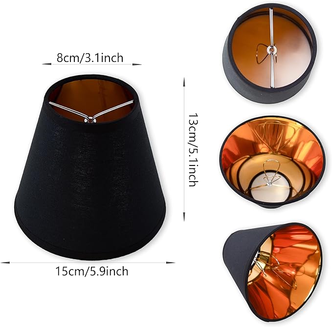 TAaMTYH small lamp shade chandelier shades set of 3，Fabric Lampshade for Wall Lamp，chandelier shades，small table lamps，For Cutting Edge bulbs, Clip-on Fitter Lampshade，3" X 6" X 5"