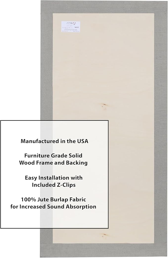 ATS Acoustic Panel 24x48x2 Inches, Beveled Edge (Fog)