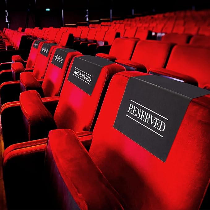 Buryeah 12 Pcs Reserved Seating Signs for Chairs Church Pew Reserved Chair Signs Placeholder with Printed Words for Weddings Parties Celebrations Receptions Church or Event (Black,White)
