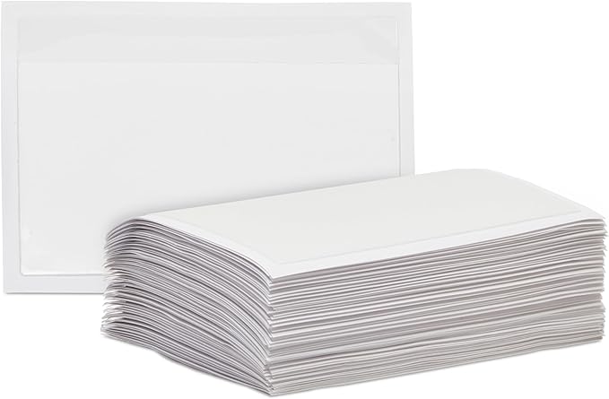 Juvale 100-Pack Clear Index Card Pockets - 3.6 x 5.25 in Plastic Sleeves - Adhesive Label Pockets for Storage Bin & Shelf Labels