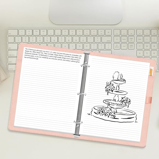 (3-Pack) 3-Hole Line Paper Refills, Letter Size Loose-Leaf Paper, 300 Sheets/600 Pages, 100gsm White Paper, 8.5'' x 11''