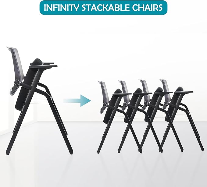 BLANEDUO Conference Room Chairs, Folding Office Desk Chair with Lumbar Support and Sliding Armrest, Stackable Office Guest Chairs & Reception Chairs(12 Pack)