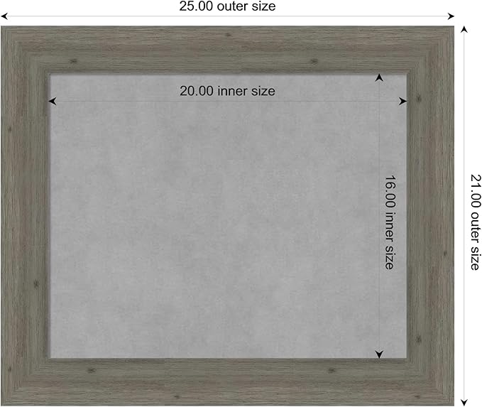 Amanti Art Grey Framed Magnetic Board 21x25 Small Vision Board for use with Magnets, 100% Metal Sheet to Display Items as Office Decor or for Home Organization in mudroom, Kitchen or Kids Room