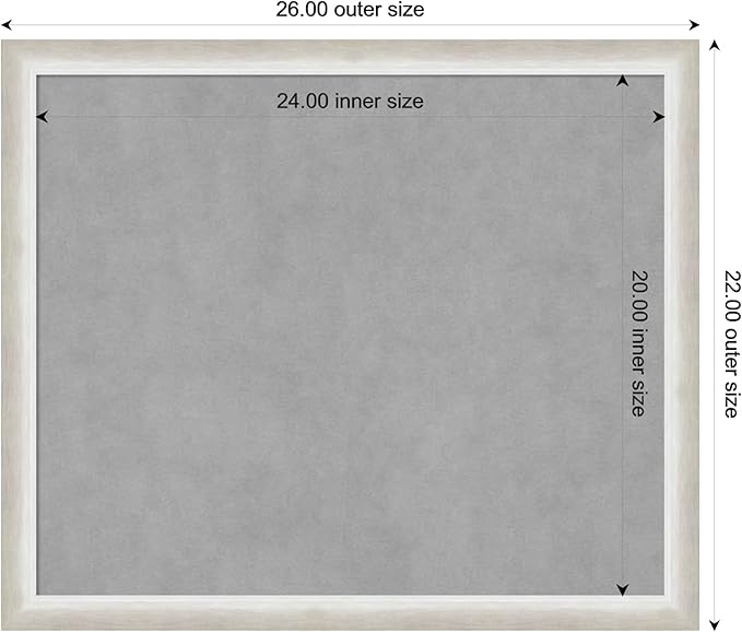 Amanti Art Silver Framed Magnetic Board 22x26 Medium Vision Board for use with Magnets, 100% Metal Sheet to Display Items as Office Decor or for Home Organization in mudroom, Kitchen or Kids Room