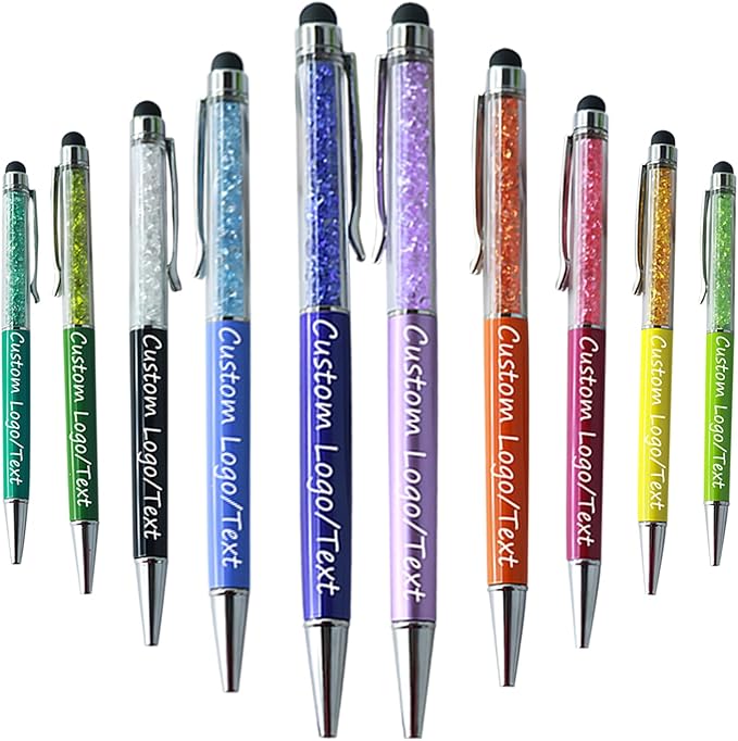 Yucold Customized Pens with Name/Logo - Touch Screen Stylus Ballpoint Pen, Perfect for Weddings, Business & Personalized Gifts (Multicolor,200)