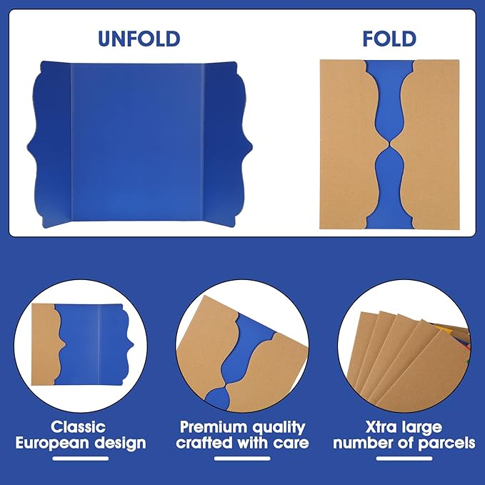 15 Pcs Trifold Presentation Board 12 x 20 Inch Trifold Poster Board Portable Science Fair Display Cardboard Foldable Posterboard for Photo Exhibition Meeting School(Colorful)