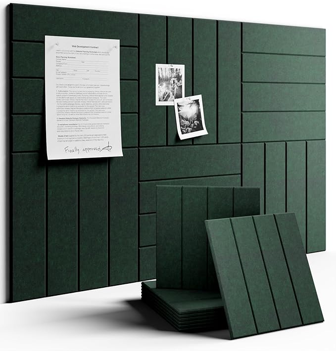 Fluxynara Large Felt Bulletin Board 36"x24" Cork Board Alternative - 6 Pack with 40 Safe Removable Adhesive Tabs, Cork Boards for Walls Cork Board for Home Office Classroom Pin Board- Pine Green