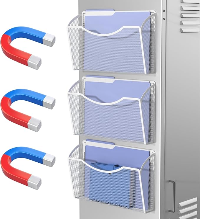 MINDEPOT Magnetic Wall File Organizer,Hanging Wall Mounted File Folder Binder Holder Mail Organizer for Office,Home and School Supplies