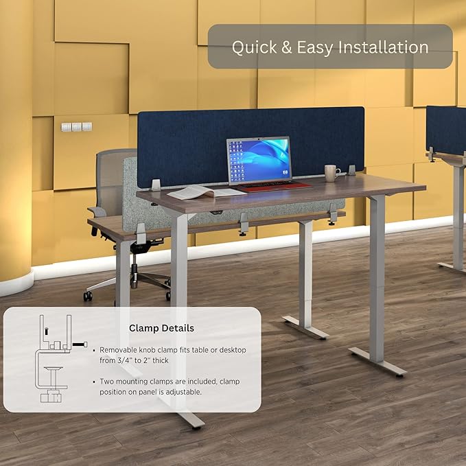 Desk Divider; Sound Absorbing Panel and Sound Proof Dividers - Privacy Shields for Student Desks and Desk Privacy Panels. Cubicle Wall, Desk Divider for Students and Office (Dark Blue, 29" W x 18”H)