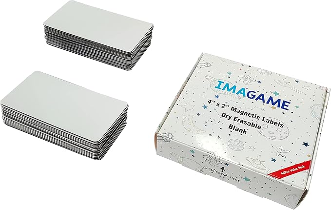 Dry Erase Magnets, Blank Magnetic Dry Erase Labels, 48-Pack, Erasable Magnets for Whiteboard, Multipurpose White Magnetic Labels to Write On for Classroom, Home, Education, Office, 4" x 2"