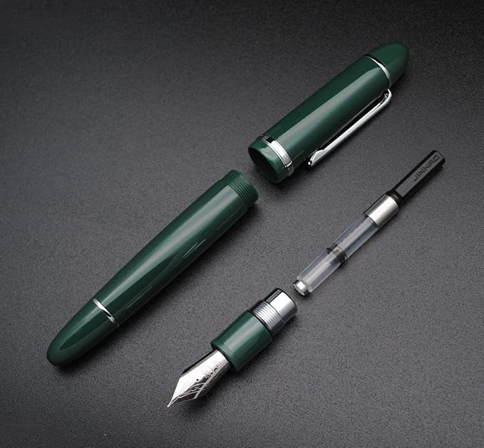JINHAO X159 Fountain Pen (EF Nib 0.38mm, Dark Green with Silvery Clip)