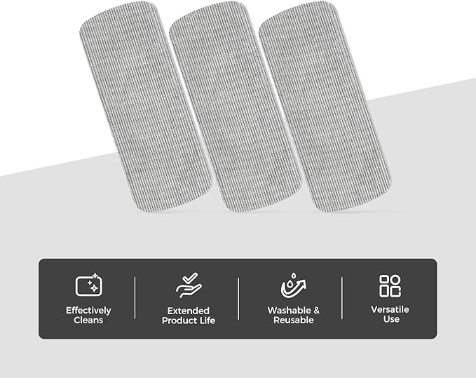 CLICK CLEAN 3-Pack Replaceable Felt Pads, Magnetic Whiteboard Eraser Felt Pads, Designed for Click Clean Replaceable Dry Erase Board Eraser, Intended for Classroom, Home and Office Use