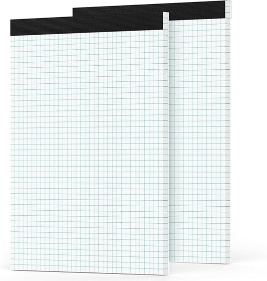 Zaviko Graph Paper Pad 8.5 x 11, 2 Pack, 4x4 Graph Ruled, Grid Paper Pad 8-1/2" x 11", Blueprint Quadrille Pad, Easy Tears Off, Grid Pad Notebook 8.5 x 11, White 70 GSM Graft Paper, 30 Sheets/Pad