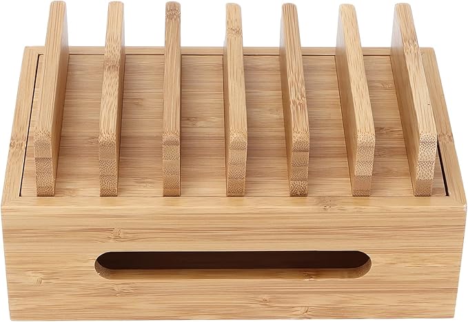 Leapiture Charging Station Organizer, Multiple Devices Charging Station Wood Cell Phone Dock Portable Tablet Computer Organizer Storage Box for Home Office