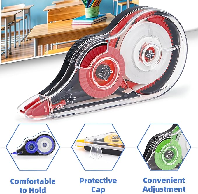 JEFURE 16 Pcs 39.4 Ft Colorful Correction Tape, Tear-Resistant White Correct Bulk, White Mistake Out for Instant Corrections, School, Office, Note Taking