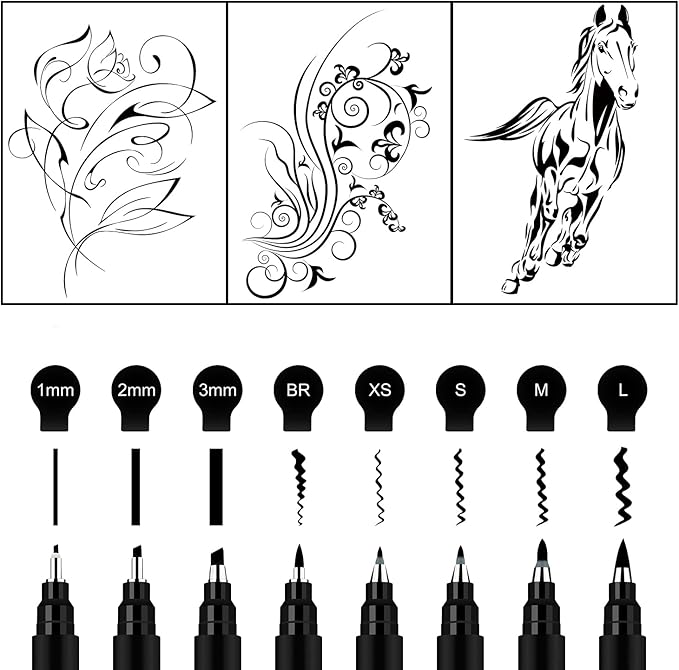Brusarth Calligraphy Pens,8 Size Calligraphy Pens for Writing,Brush Pens Calligraphy Set for Beginners, Hand Lettering Pens