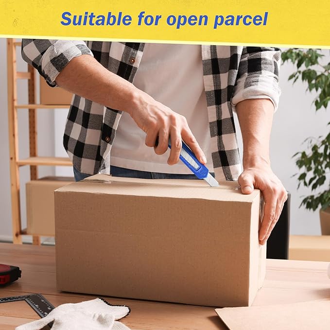 Zhehao 500 Pcs Box Cutters Bulk Retractable Utility Knife Office Supplies 14mm Wide Blade Blade Knife Plastic Compact Box Opener with Sliding Lock Tools for Home Office Arts Crafts