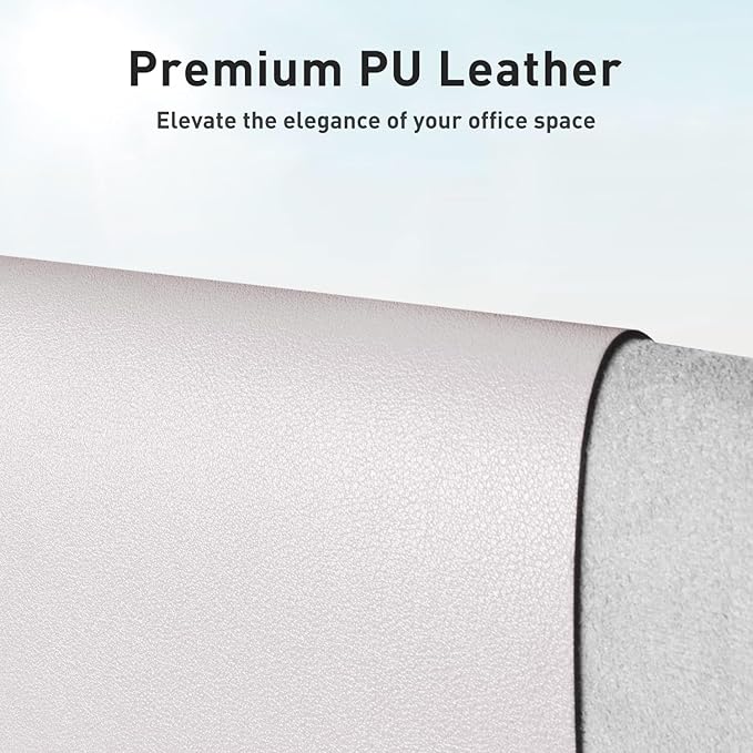 Aothia Faux Leather Desk Mat – Large Mouse Pad, Non-Slip PU Leather Blotter, Waterproof Writing Surface for Office and Home (Pale Lavender White, 47.2" x 23.6")