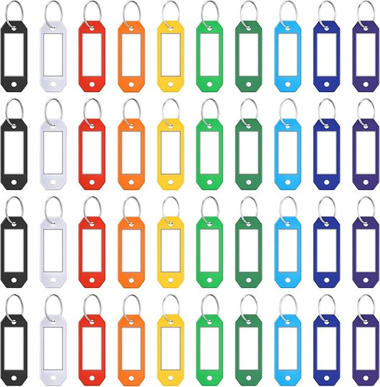 ttstar 40 Pack Key Tags Identifiers – Hexagon Design Key Rings with Labels, Multi-Color Plastic Keychain with Writable Window for Organizing Keys, Luggage, Pet Tags, Flash Drives
