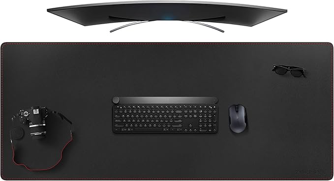 ZORESYN 4XL Oversized Large Mouse Pads (55" x 24") - PU Leather Extended Large Gaming Mousepad Desk Mat - Nonslip Base and Waterproof Desktop Keyboard Extended Mouse Mat (Black, 4XL - Oversized)