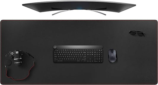 ZORESYN 4XL Oversized Large Mouse Pads (55" x 24") - PU Leather Extended Large Gaming Mousepad Desk Mat - Nonslip Base and Waterproof Desktop Keyboard Extended Mouse Mat (Black, 4XL - Oversized)