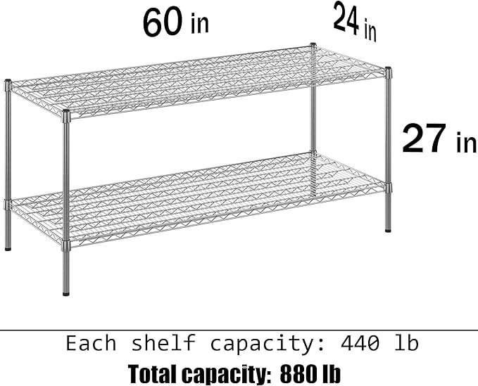 Regal Altair 24" Deep x 60" Wide x 27" Height Wire Shelving Kit | 2-Tier | NSF Commercial Storage Rack Unit