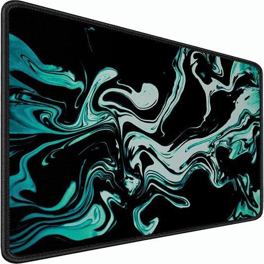 Large Mouse Pad, 31.5x15.7 inch Large Extended Computer Keyboard Mouse Mat, Water Resist Non-Slip Mousepad Rubber Base Long XXL Desk Mouse Pad for Gaming, Office & Home, Marble Cyan