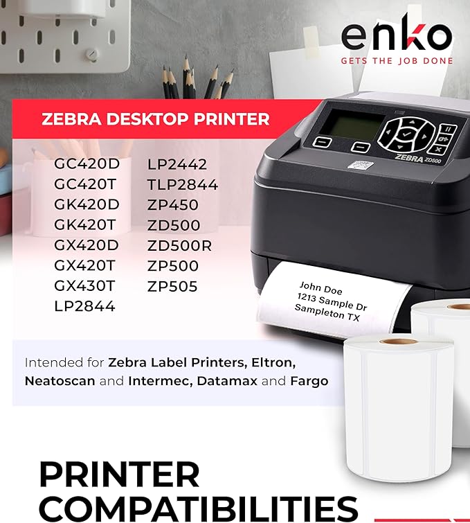 enKo 4" x 2" Labels for Zebra Desktop Printers (24 Rolls | 18,000 Labels) - Direct Thermal Address Mailing Shipping Barcode FBA Stickers FNSKU Label for Zebra and Eltron (Perforated)