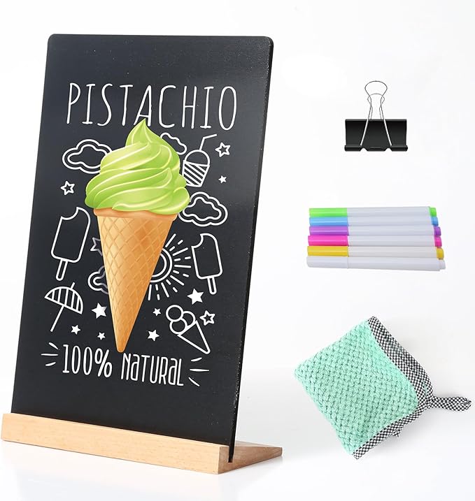 8.6x11.7 in Small Chalkboard Signs with Stand for Tabletop Decor Double Sided Mini Chalkboard for Restaurant Food Menu, Kids Message Board, Wedding Party (1 Pack)