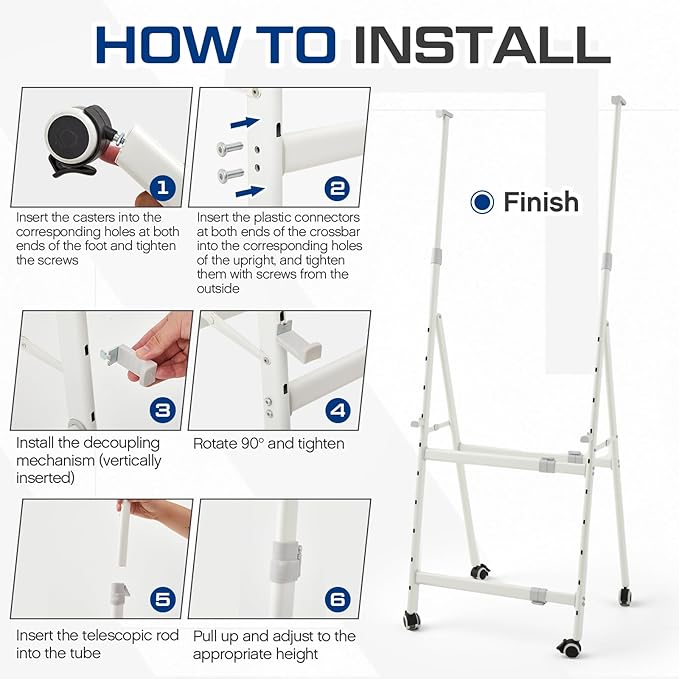 40" x 60" Rolling Whiteboard Foldable Dry Erase Board with Stand, Large Tri Folding Whiteboard Magnetic Dry Erase Board, Wall Aluminium Frame and Pen Tray for Education Office Home