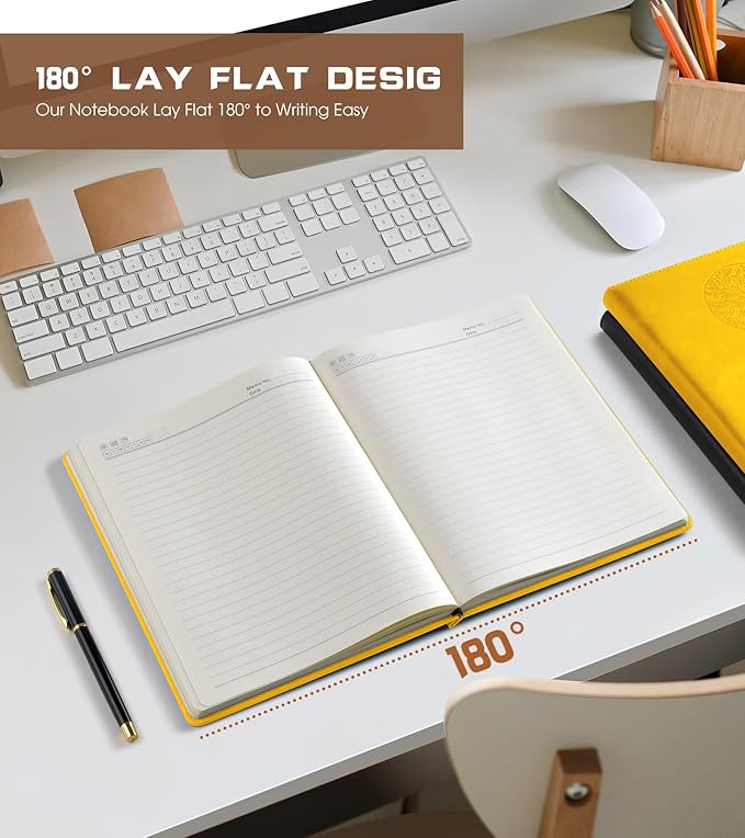 Biuwory Lined Journal Notebook for Women Men,256 Pages A4 Large Hardcover Leather Journals for Writing,Travel,Business,Work,School,College Ruled Notebooks for Note Taking, Diary Notepad 8.6"×11"