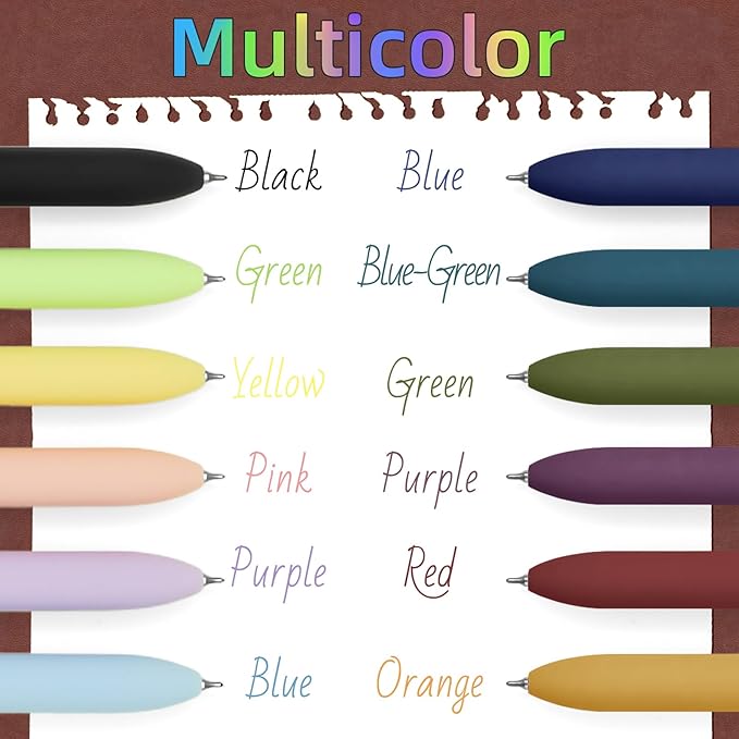 UIXJODO Colored Pens, 12 Pcs Colorful Pens Fine Point Smooth Writing Pen, 0.5mm Colored Ink Gel Pen for Journaling Note Taking, School Supplies Gifts for Women (12 Pcs Gold Vibrant and Vintage)
