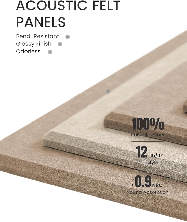 Large Felt Bulletin Board 48" X 36" Large Cork Board Alternative-12 Pack with 70 Safe Removable Adhesive Tabs, Cork Boards for Walls Cork Board for Home Office Classroom Pin Board-Oatmeal & Deep Camel