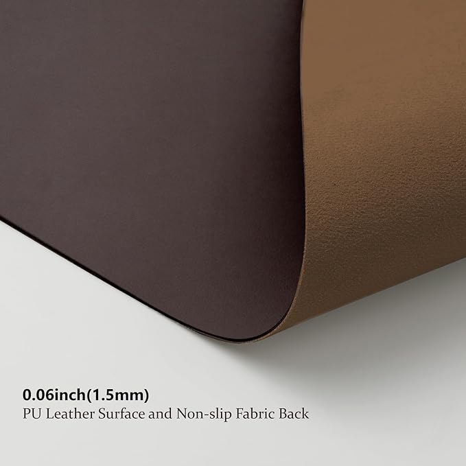 Leather Desk Mat - Small Non-Slip PU Desk Pad for Office and Home - Desk Organization and Accessories - Ideal for Large Mouse Pad and Small Desk Mats on Top of Desks (Coffee,23.6"x 13.8")