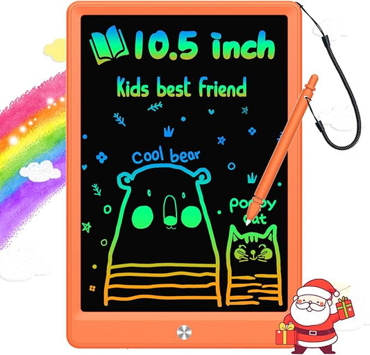 BUKEBU LCD Writing Tablet Doodle Board, Colorful Drawing Pad, Electronic Drawing Tablet, Drawing Pads,Travel Gifts for Kids Ages 3 4 5 6 7 8 Year Old Girls Boys (10.5 inch, Orange)