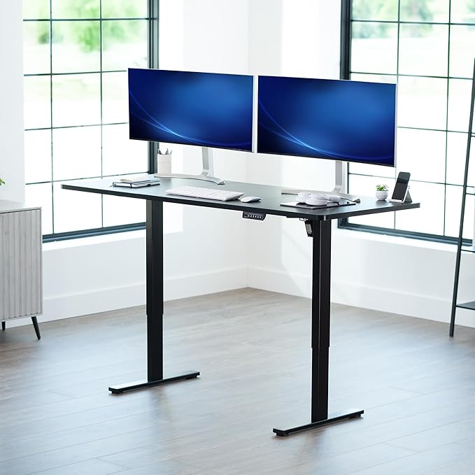 VIVO Electric 71 x 30 in Standing Desk, Memory Height Adjustment, 1B Series, Holds 220 lbs, Black Top Black Frame, DESK-KIT-1B7B