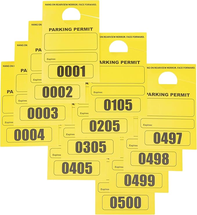 Juvale Rectangular Parking Permit Hang Tags - Sequentially Numbered Parking Passes - Writable Blank Car Passes - High-Visibility Yellow Hang Tags - 3 x 5 in, Yellow, Pack of 500
