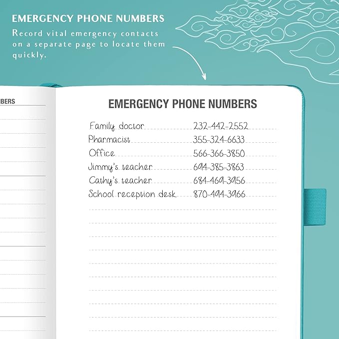 Legend Planner Address Book with Alphabetical Tabs – Mini Telephone Contacts Book for Phone Numbers, Addresses, Passwords, Small (Turquoise)