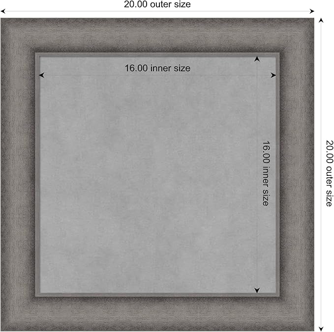Amanti Art Grey Framed Magnetic Board 20x20 Small Vision Board for use with Magnets, 100% Metal Sheet to Display Items as Office Decor or for Home Organization in mudroom, Kitchen or Kids Room