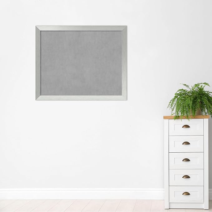 Amanti Art Silver Framed Magnetic Board 36x44 X-Large Vision Board for use with Magnets, 100% Metal Sheet to Display Items as Office Decor or for Home Organization in mudroom, Kitchen or Kids Room