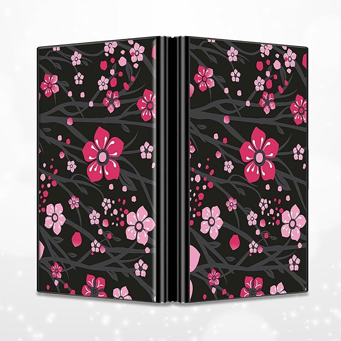 BWEGRHE Slim Credit Card Holder, Pink Cherry Blossom RFID Blocking Metal Wallet for Men & Women, Aluminum Minimalist Hard Case Pocket-Sized Business Cards Organizer (Fits Up to 10 Cards)