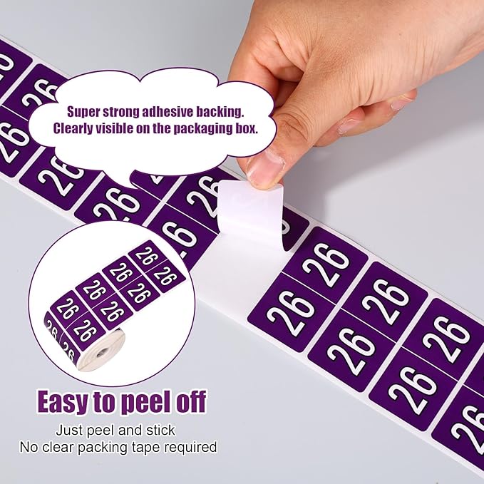 500pcs 2026 Year Stickers, 5x2.5cm/1.97x0.98in 26 Year Colored Self-Adhesive Chart Stickers File Folder Labels for Office Supplies (Night Purple)