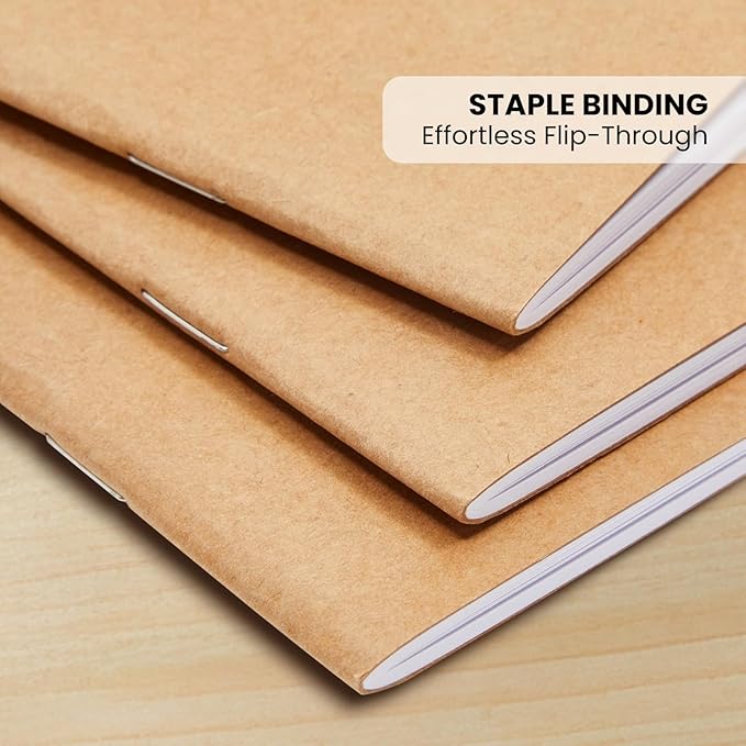 Lined Kraft Journals 24 Pack - 48 Pages Each, 5.5x8.5 Inch A5 Paper Notebooks Bulk for Students, Writing, Journaling, Travel Notes, School Supplies, Classroom & Office Stationery (Brown Kraft Cover)