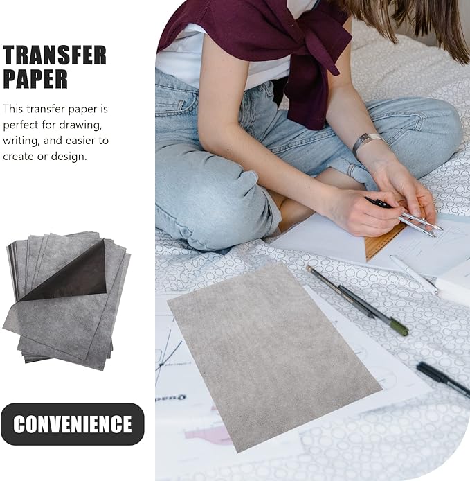 Beatifufu A4 Carbon Transfer Paper 100 Sheets One-Side Graphite Copying Tracing Paper for Art Drawing Pattern Transfer and Craft Projects