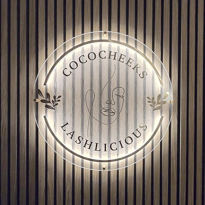 Custom Backlit Logo Sign, Plug/Battery Personalized Led Backlight Metal/Acrylic Sign LOGO for Business Wall, Wall Mount Lighted Signs Customizable for Spa Beauty Studio Office Room Storefront Decor