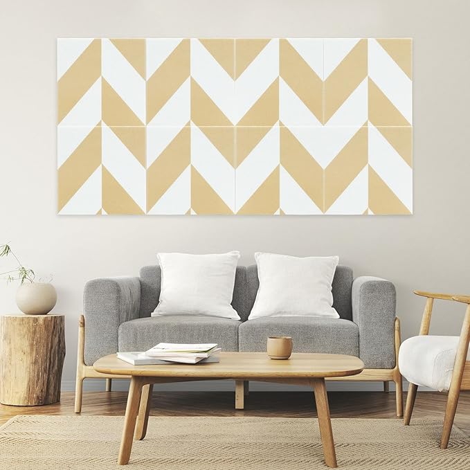 Smarpau Large Cork Board for Walls, 12 Pack Square Bulletin Board, 48"x36" Pin Board with Pushpins Removable Security Stickers, Felt Wall Tiles for Office Home Decoration-Geometric
