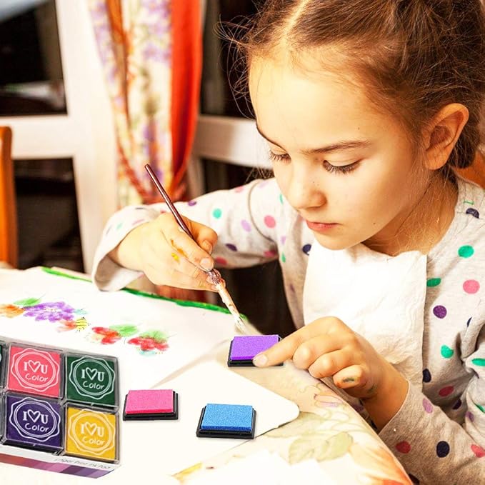 GTLZLZ Ink Pads for Kids, 20 Colors Craft Ink Pad, Washable Finger Ink Pads for Stamps, Paper, Scrapbooking, Wood Fabric