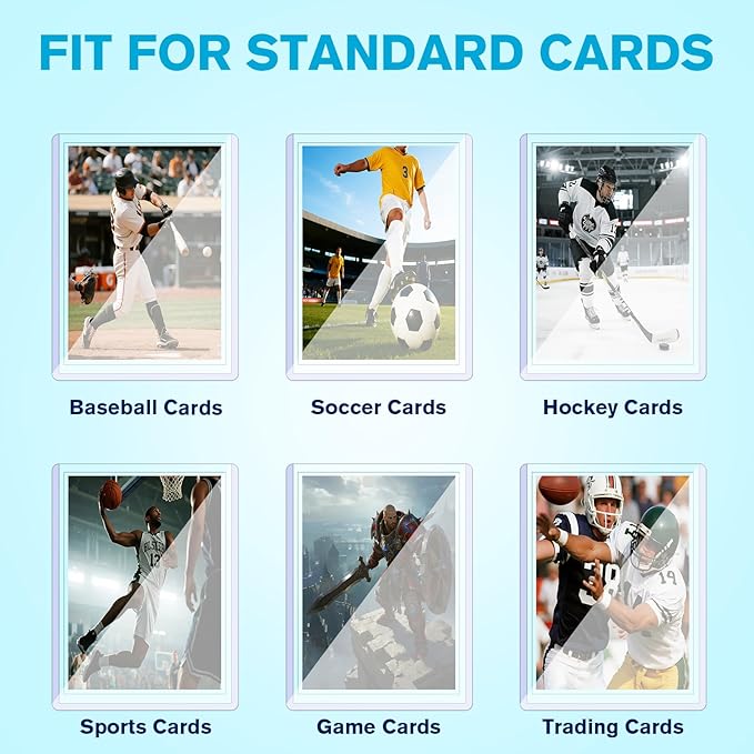 600 Hard Plastic Trading Card Protector - 300 Hard Card Sleeves and 300 Soft Card Sleeves, 35pt Rigid 3"x4" Card Holders, Clear Open-Top Card Sleeve, Fits Standard Trading, Baseball, Sport, Game Cards
