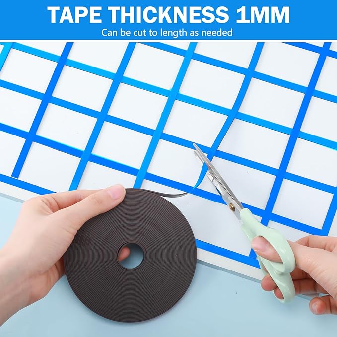 AmazingSpark Magnetic Tape Roll Thin Strips, 0.39 Inch x 66 Feet Magnetic Board Dividers Whiteboard Graphic Decorative Tape Marking Line for Classroom Office Art Accessories(Blue)