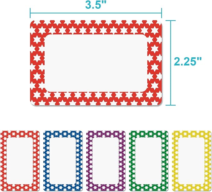 MFLABEL® Colorful Plain Name Tag Labels - 200 Star Stickers, 3.5" x 2.25" Name Tags for Office, Meetings, School, Home, Events, Parties - Durable, Easy to Use, Multipurpose Labels